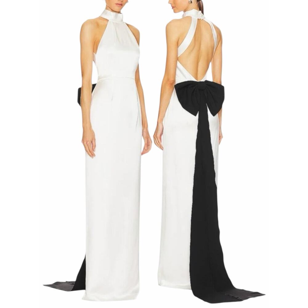 Sans Faff Bristol Bow Evening Gown Bridal Dress Wedding Satin White Size M